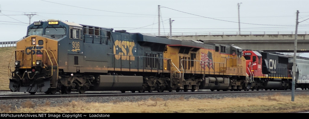 CSX 936 UP 5515 CN 5400